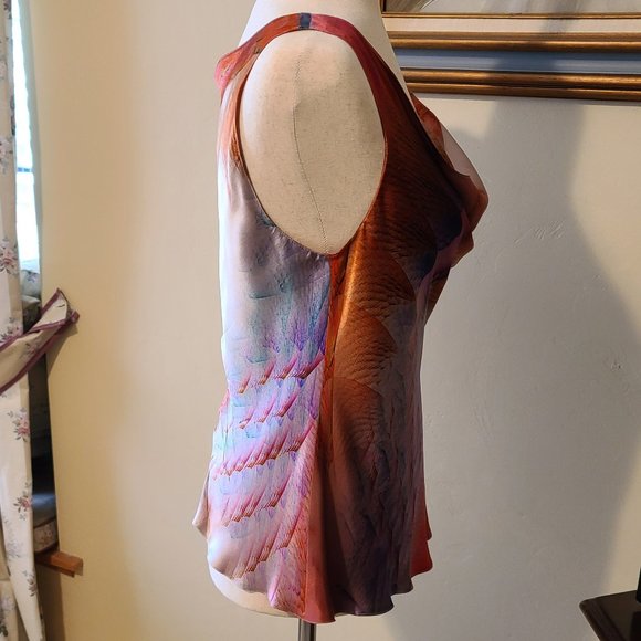 Georgio Armani 100% Silk Cowl Neck Sleeveless Top Size 6 US. Multi-color. - Picture 3 of 7